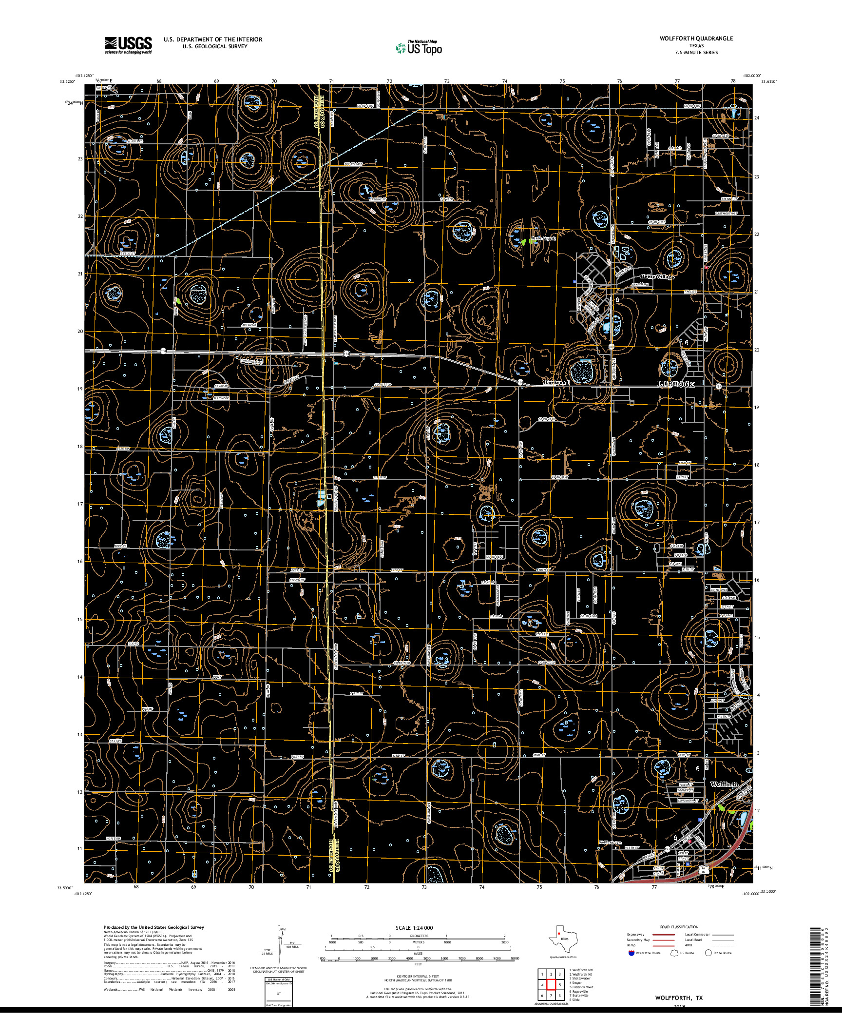 USGS US TOPO 7.5-MINUTE MAP FOR WOLFFORTH, TX 2019