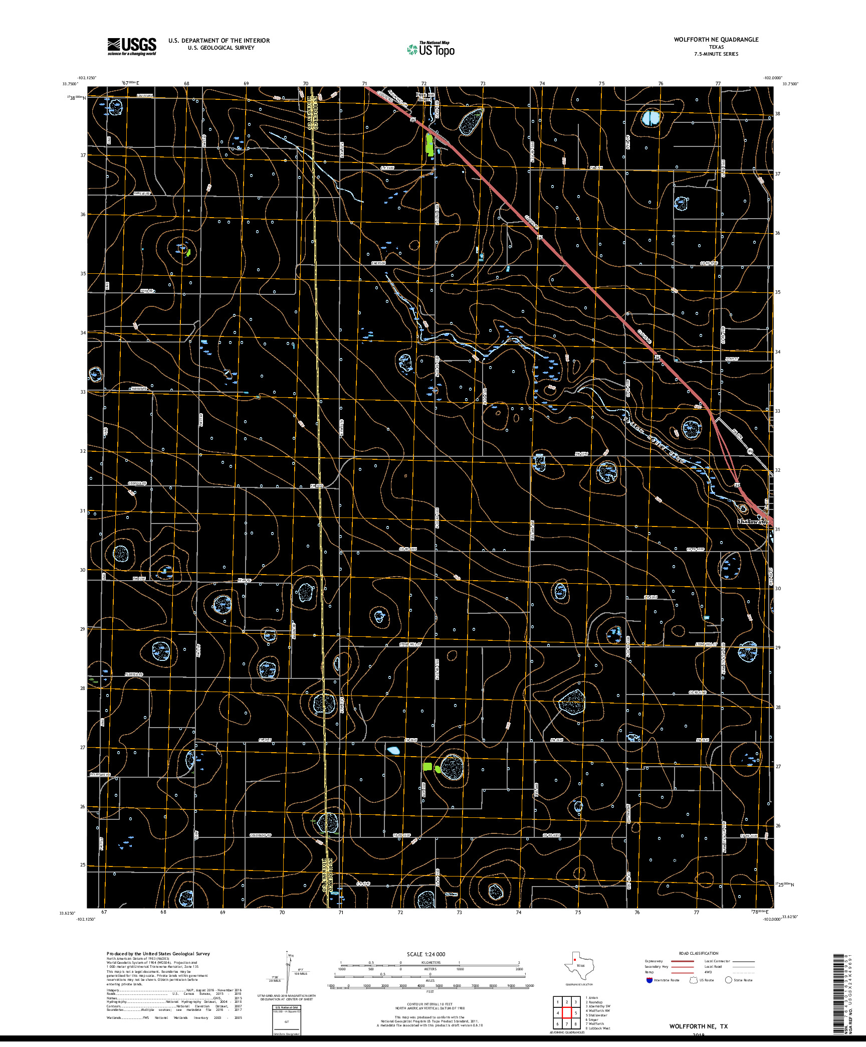 USGS US TOPO 7.5-MINUTE MAP FOR WOLFFORTH NE, TX 2019