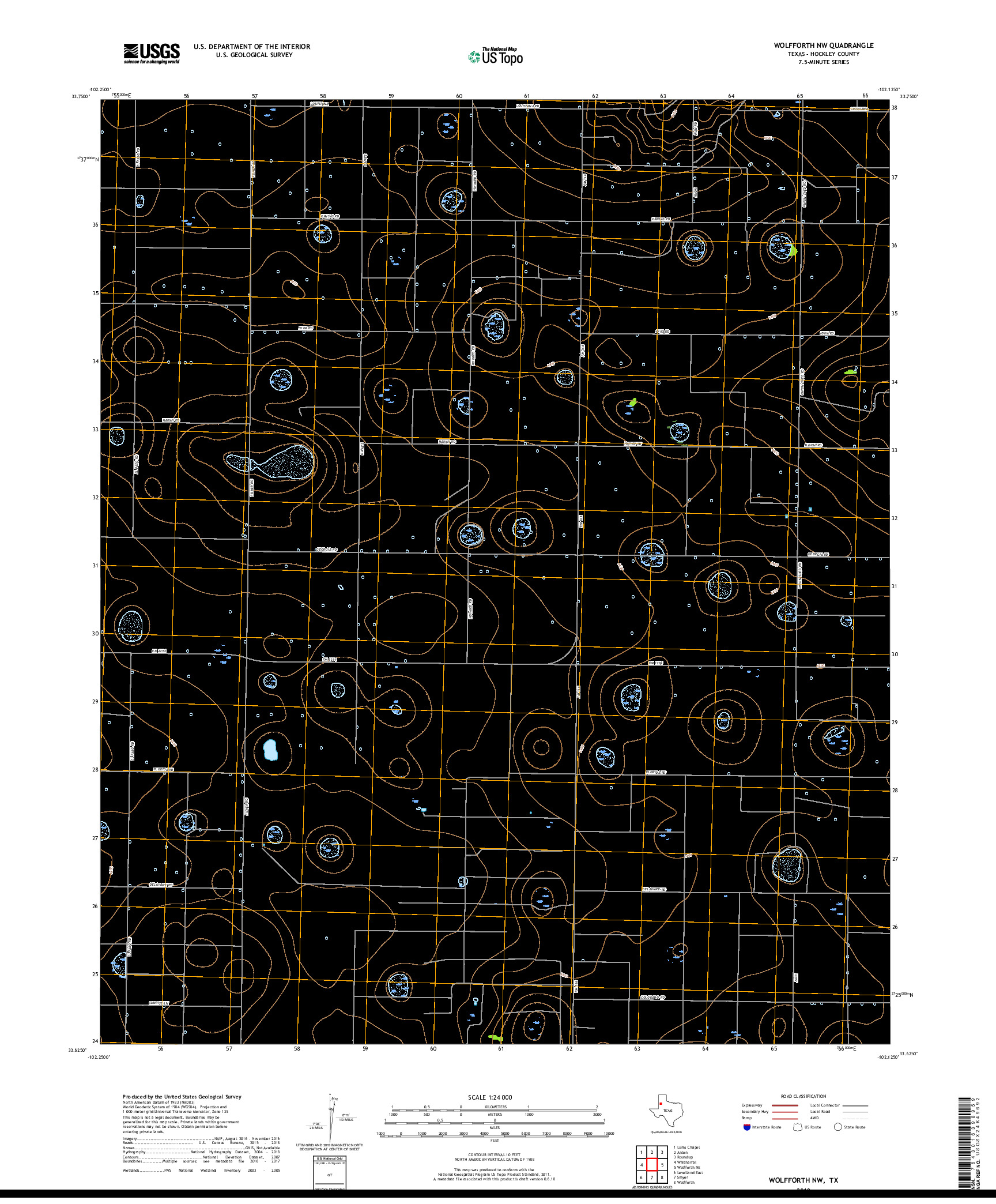 USGS US TOPO 7.5-MINUTE MAP FOR WOLFFORTH NW, TX 2019