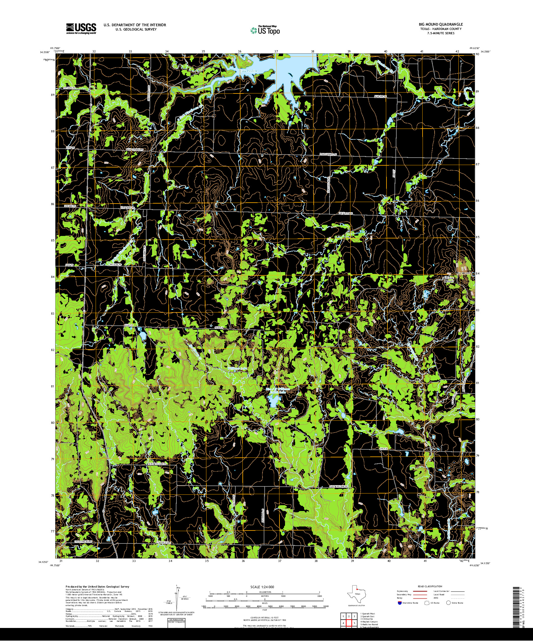 USGS US TOPO 7.5-MINUTE MAP FOR BIG MOUND, TX 2019