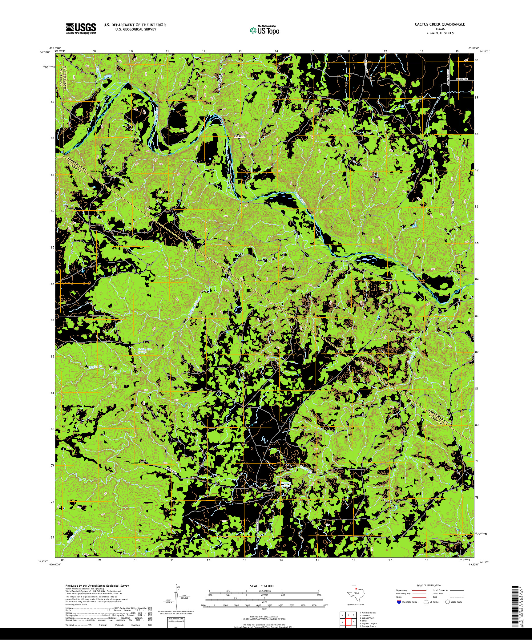 USGS US TOPO 7.5-MINUTE MAP FOR CACTUS CREEK, TX 2019