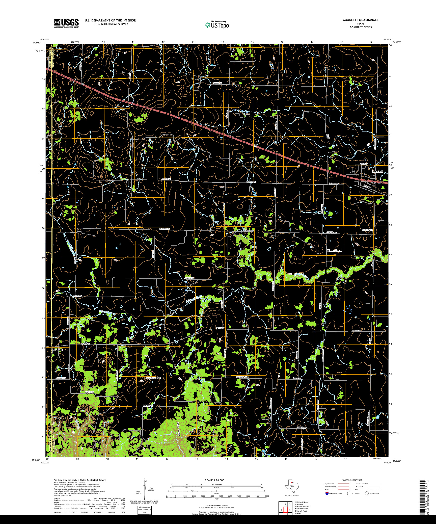 USGS US TOPO 7.5-MINUTE MAP FOR GOODLETT, TX 2019