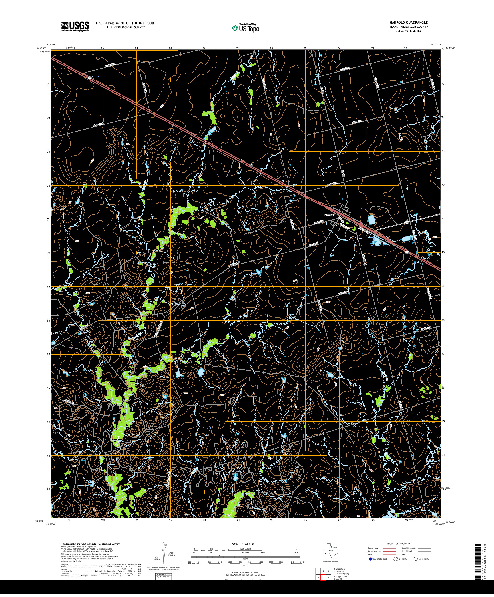 USGS US TOPO 7.5-MINUTE MAP FOR HARROLD, TX 2019