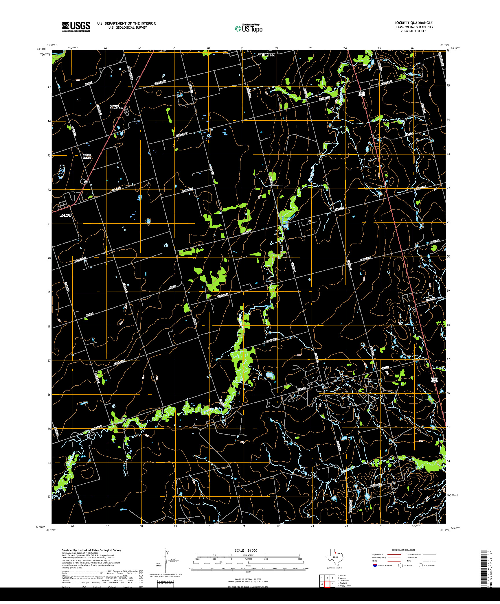 USGS US TOPO 7.5-MINUTE MAP FOR LOCKETT, TX 2019