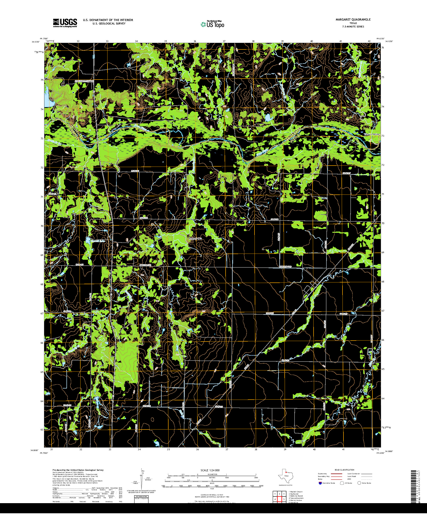 USGS US TOPO 7.5-MINUTE MAP FOR MARGARET, TX 2019