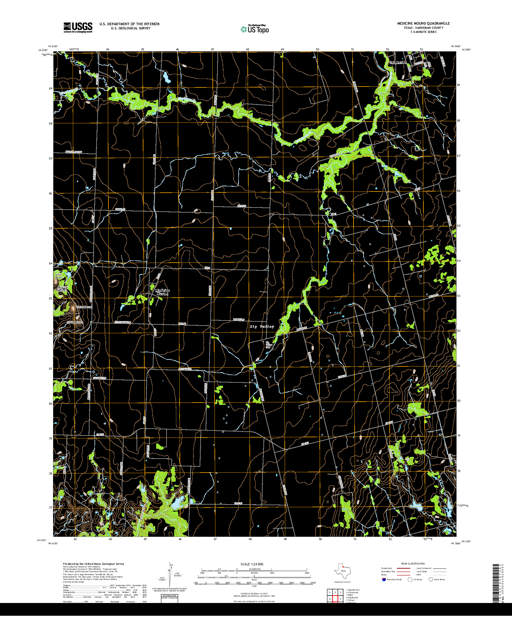 USGS US TOPO 7.5-MINUTE MAP FOR MEDICINE MOUND, TX 2019