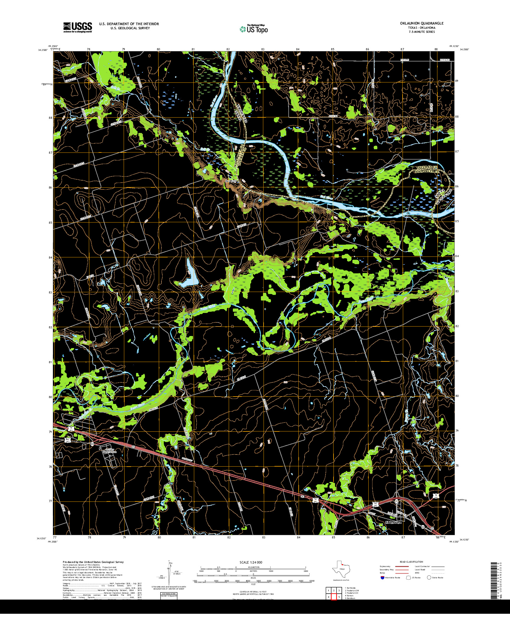 USGS US TOPO 7.5-MINUTE MAP FOR OKLAUNION, TX,OK 2019