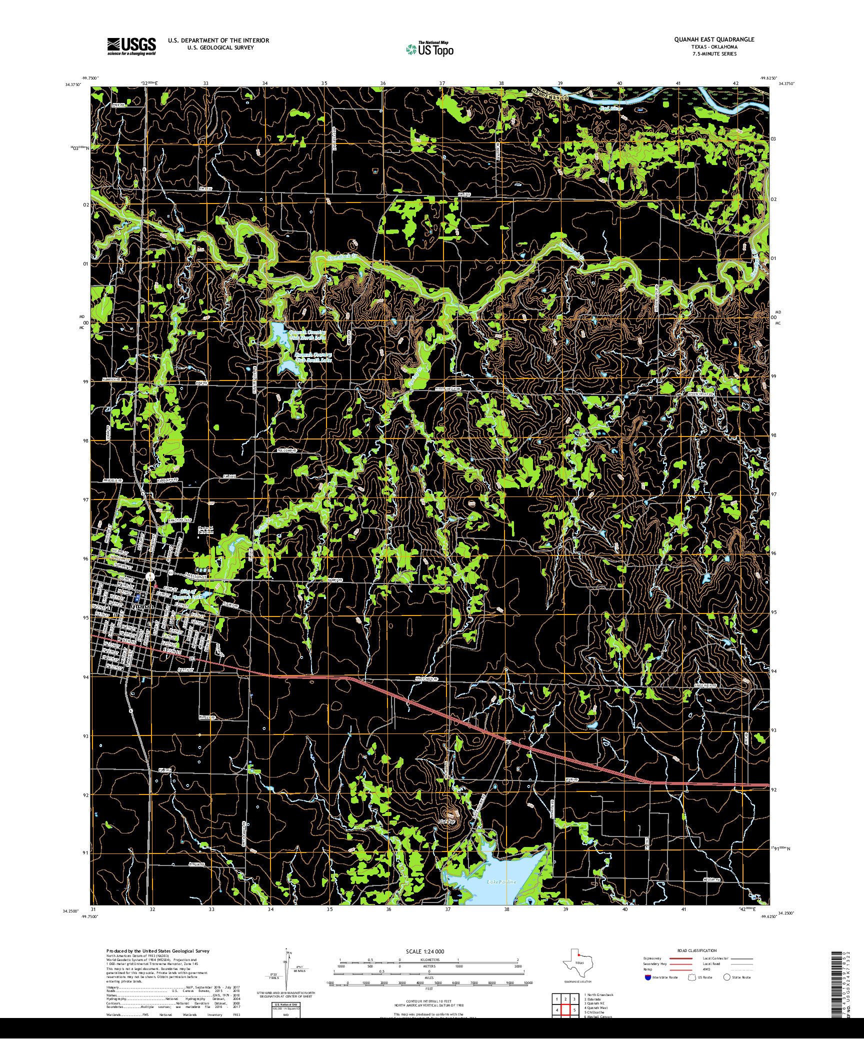 USGS US TOPO 7.5-MINUTE MAP FOR QUANAH EAST, TX,OK 2019