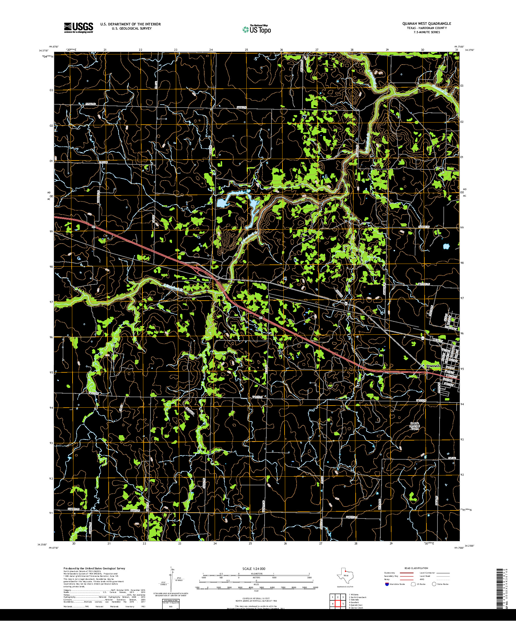 USGS US TOPO 7.5-MINUTE MAP FOR QUANAH WEST, TX 2019