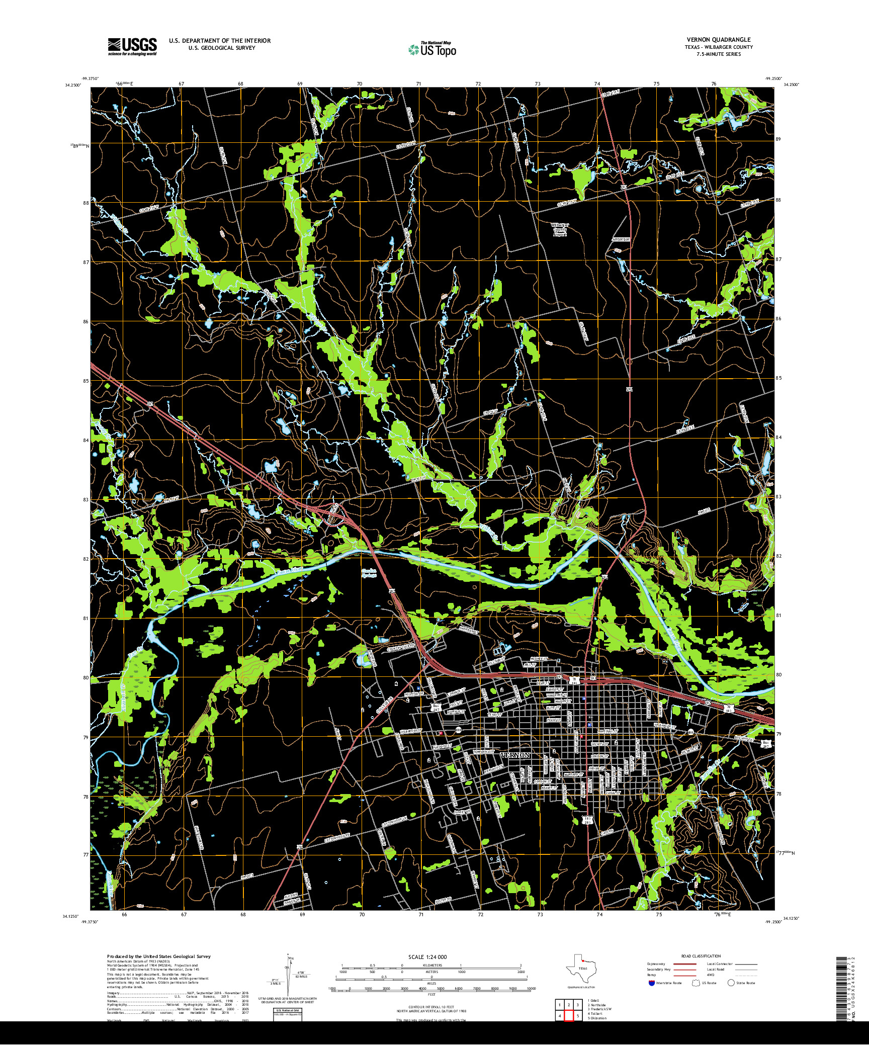 USGS US TOPO 7.5-MINUTE MAP FOR VERNON, TX 2019