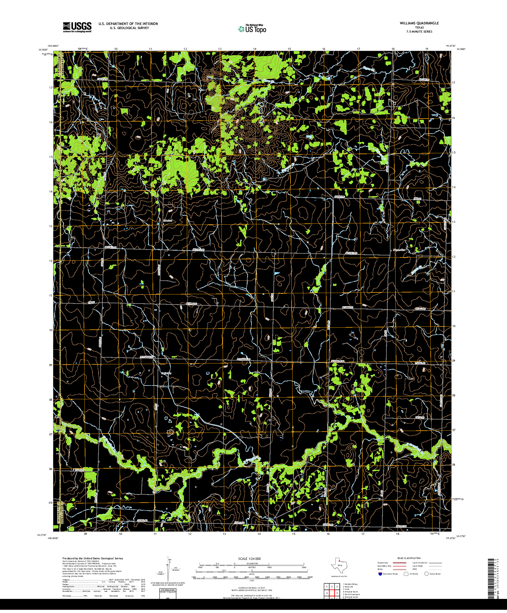 USGS US TOPO 7.5-MINUTE MAP FOR WILLIAMS, TX 2019