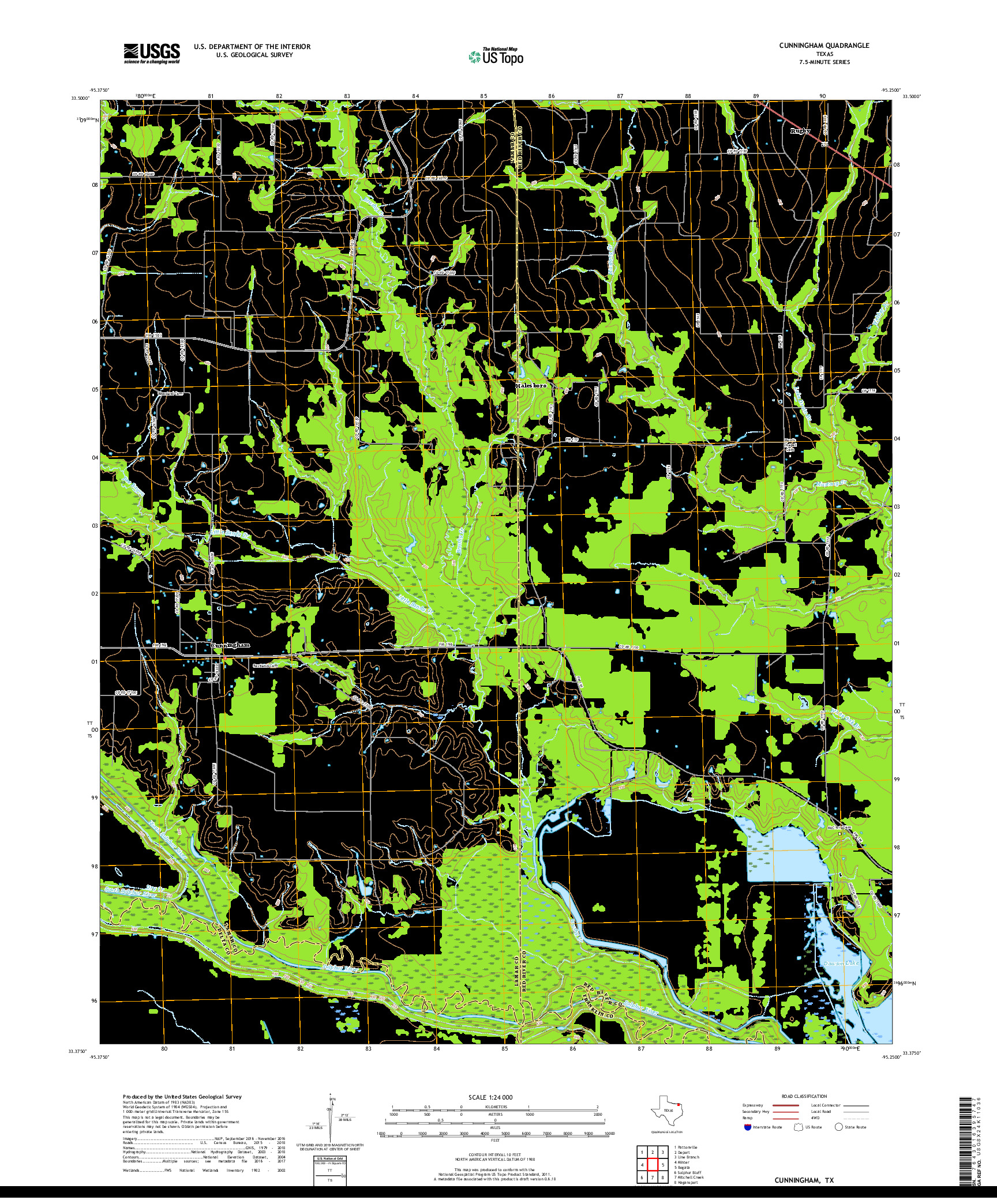 USGS US TOPO 7.5-MINUTE MAP FOR CUNNINGHAM, TX 2019