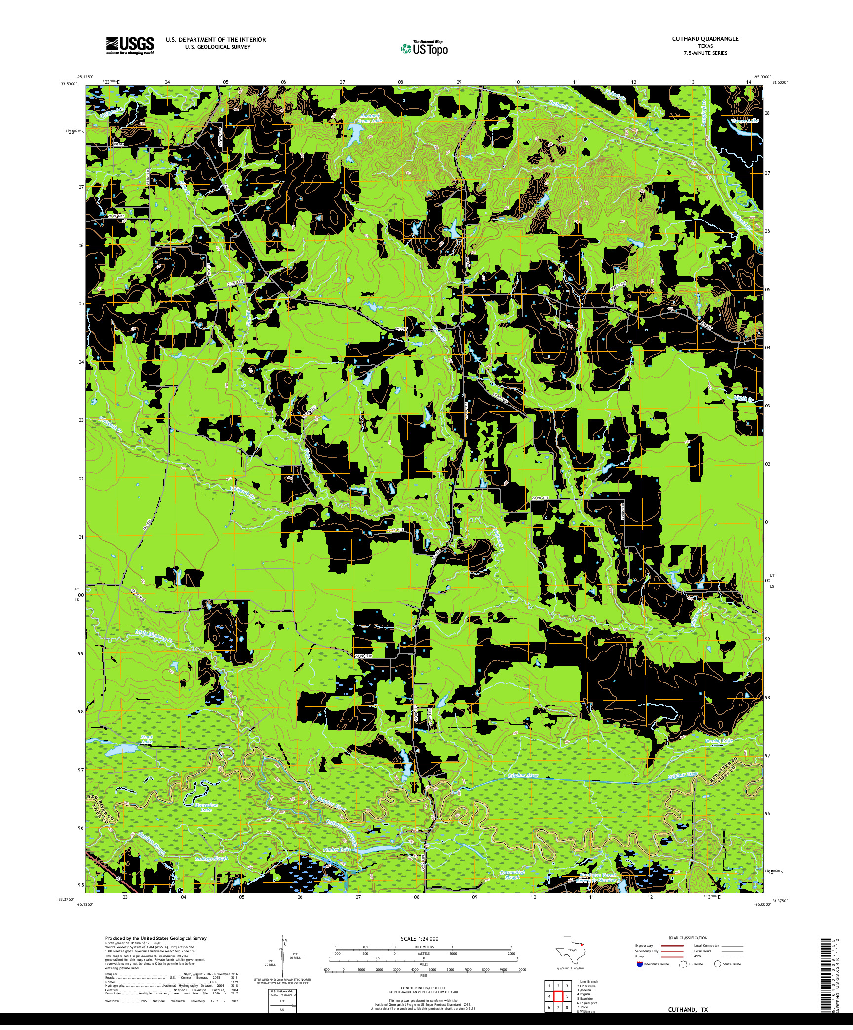 USGS US TOPO 7.5-MINUTE MAP FOR CUTHAND, TX 2019