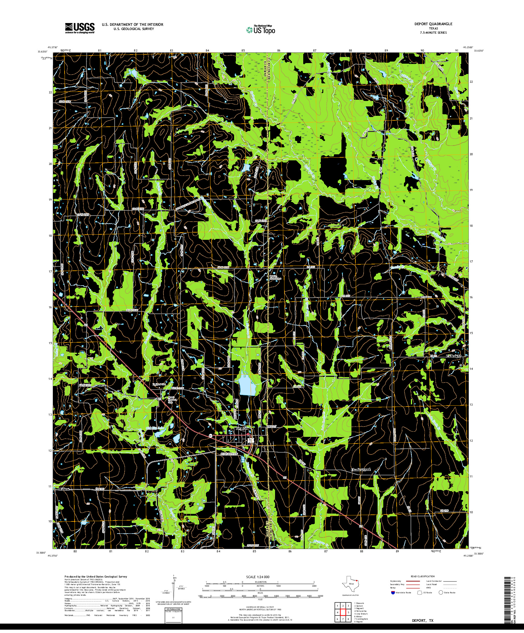 USGS US TOPO 7.5-MINUTE MAP FOR DEPORT, TX 2019