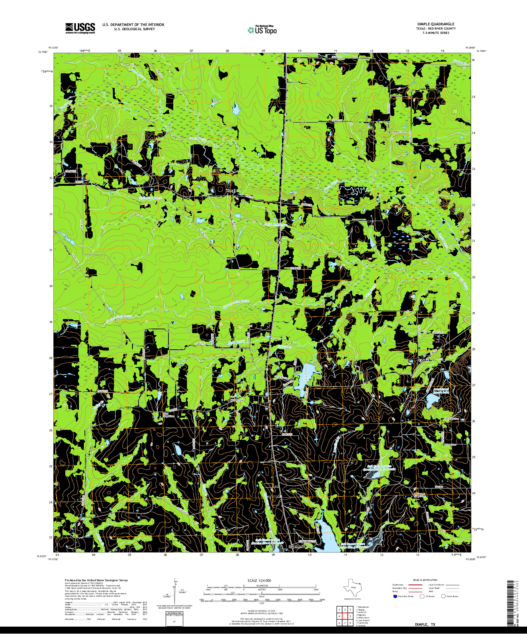 USGS US TOPO 7.5-MINUTE MAP FOR DIMPLE, TX 2019