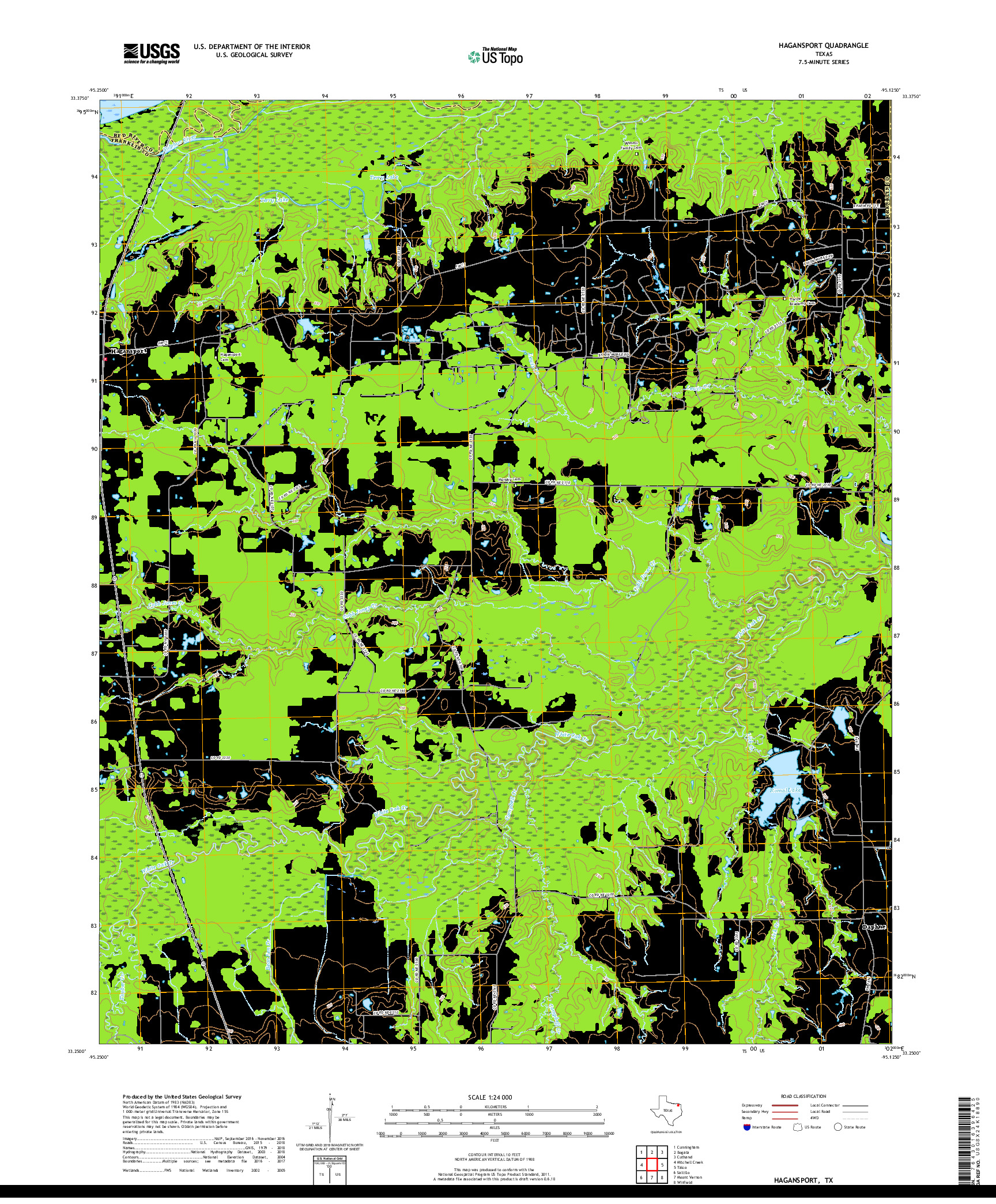 USGS US TOPO 7.5-MINUTE MAP FOR HAGANSPORT, TX 2019