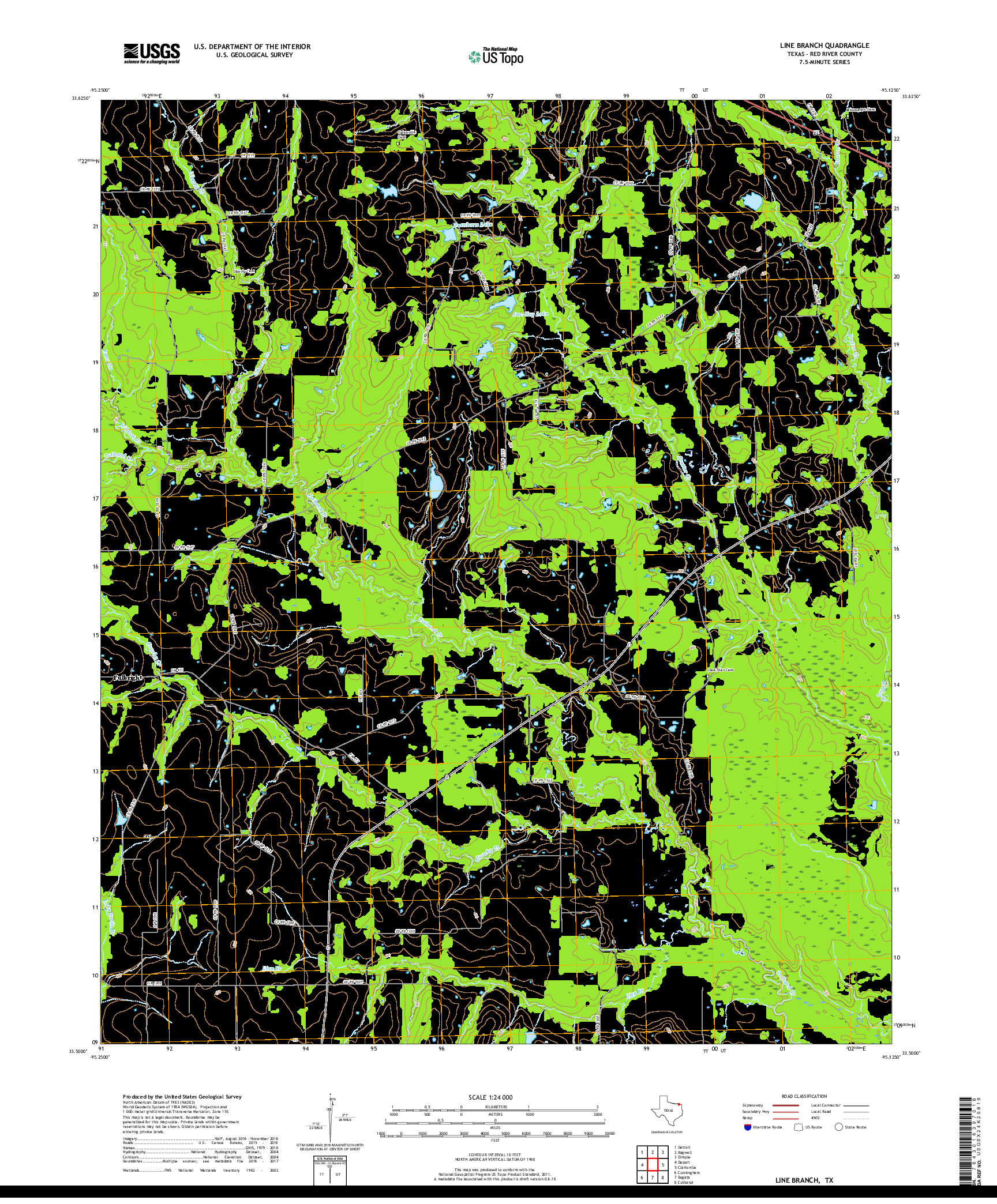 USGS US TOPO 7.5-MINUTE MAP FOR LINE BRANCH, TX 2019