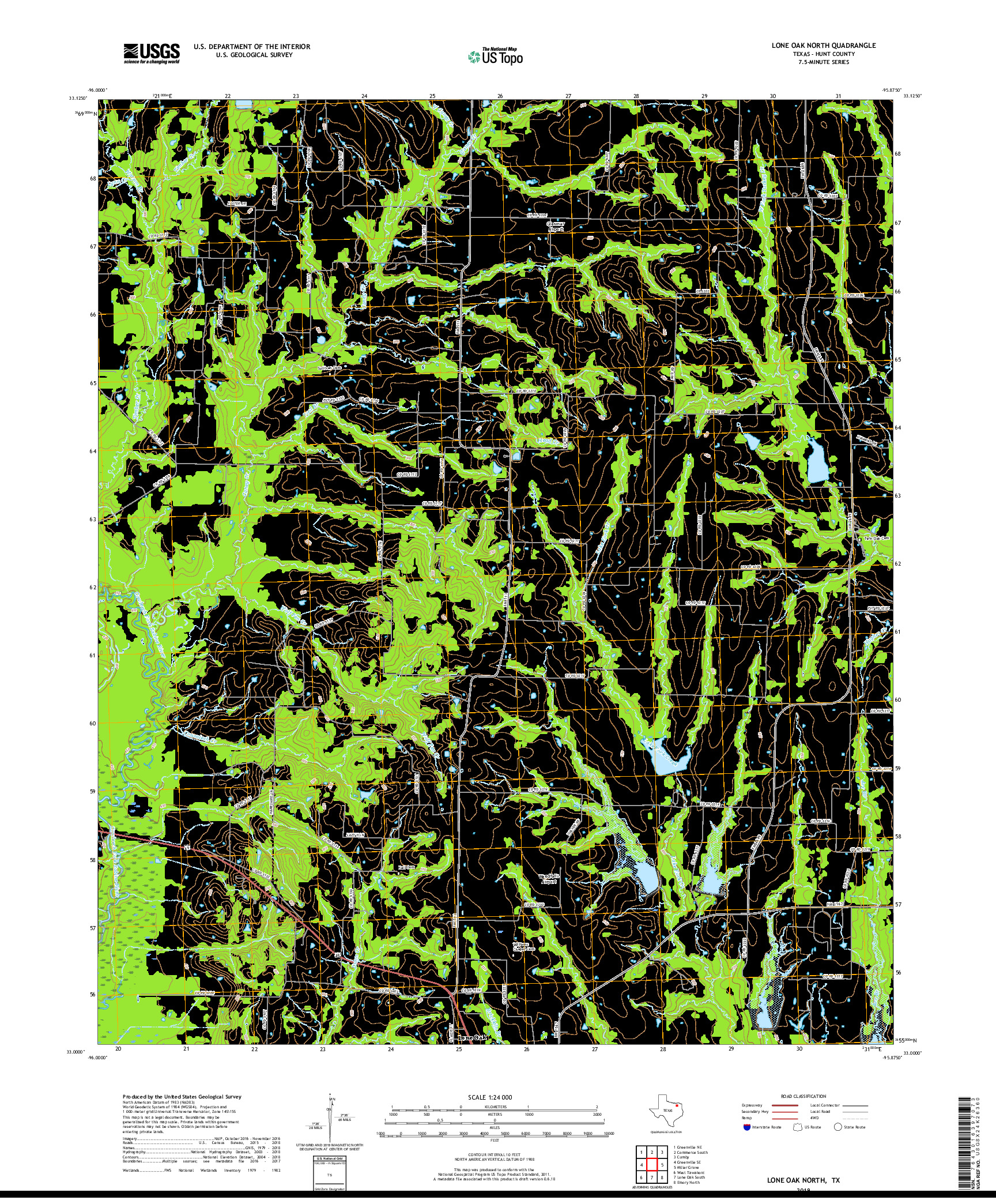 USGS US TOPO 7.5-MINUTE MAP FOR LONE OAK NORTH, TX 2019