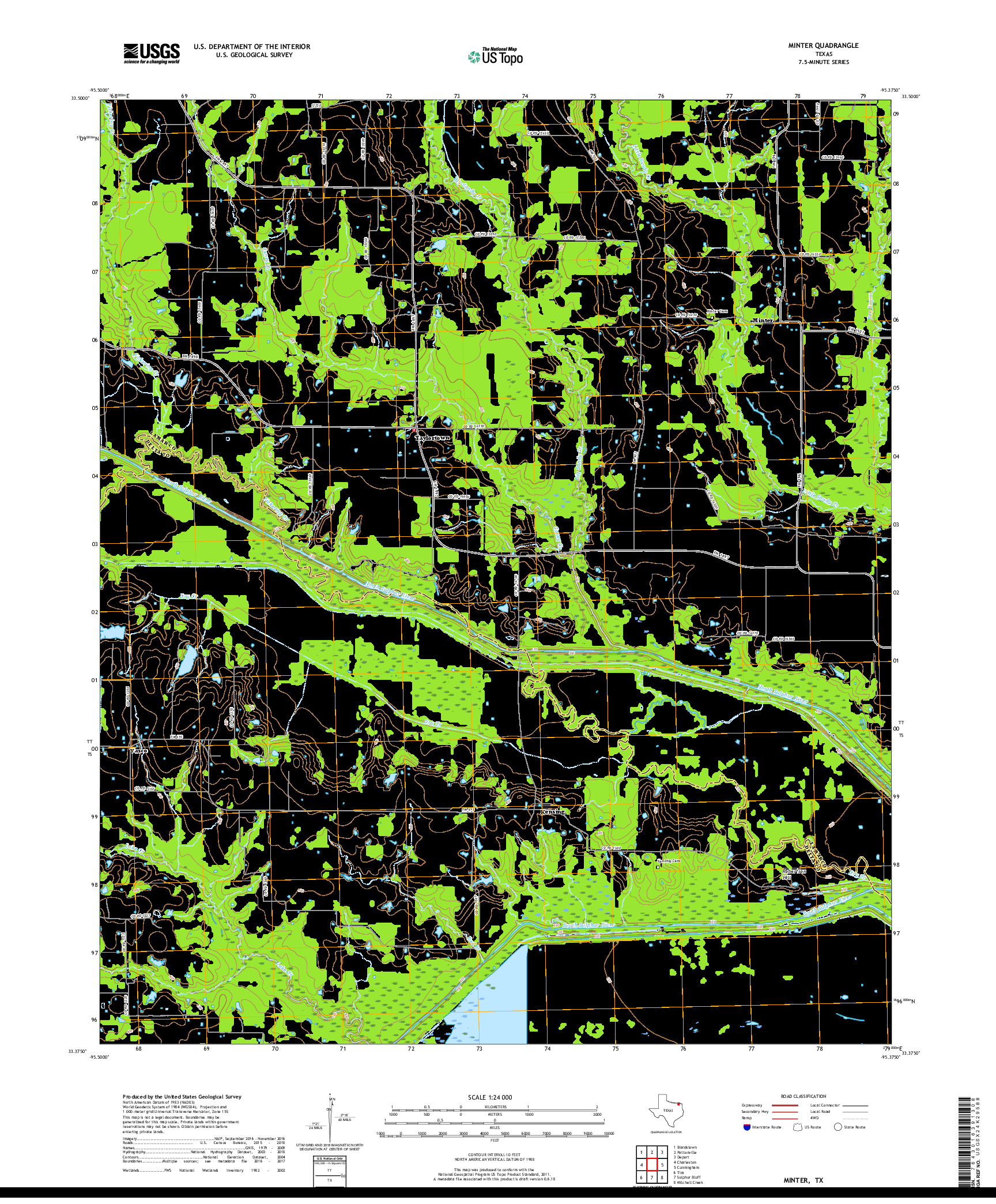 USGS US TOPO 7.5-MINUTE MAP FOR MINTER, TX 2019