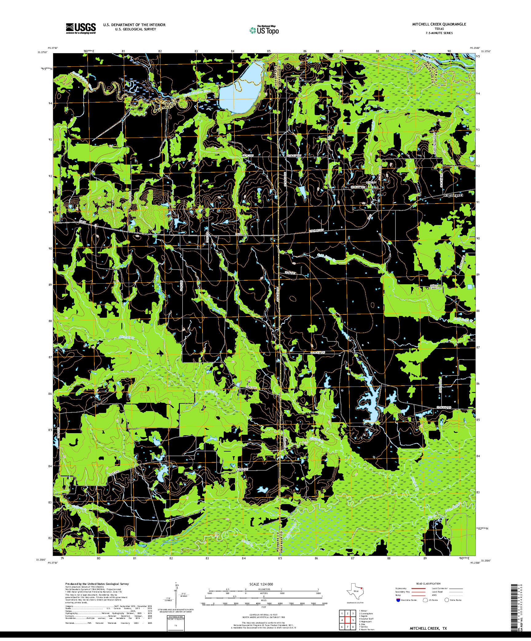 USGS US TOPO 7.5-MINUTE MAP FOR MITCHELL CREEK, TX 2019