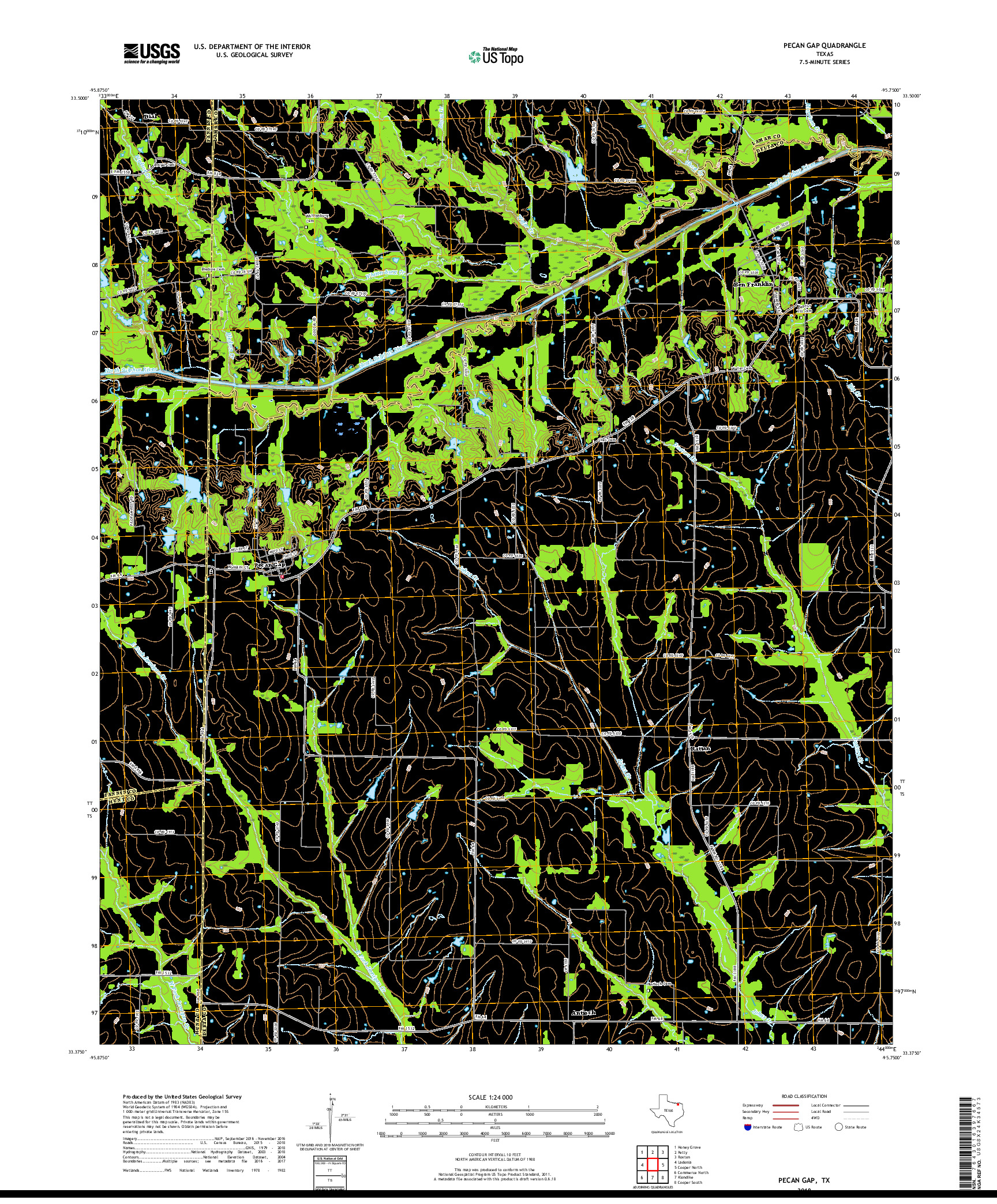 USGS US TOPO 7.5-MINUTE MAP FOR PECAN GAP, TX 2019