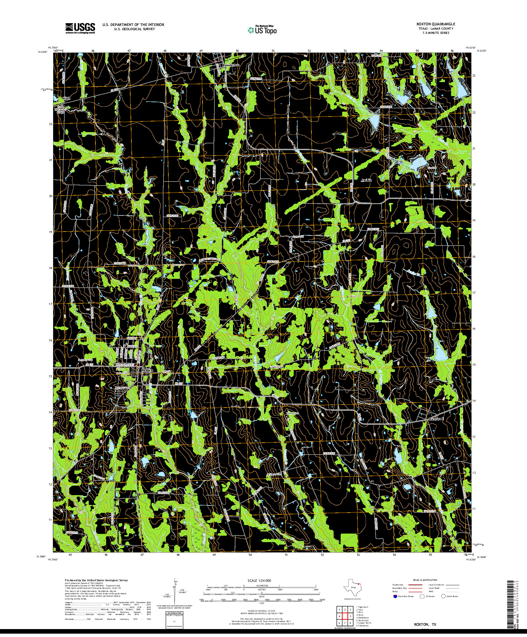 USGS US TOPO 7.5-MINUTE MAP FOR ROXTON, TX 2019