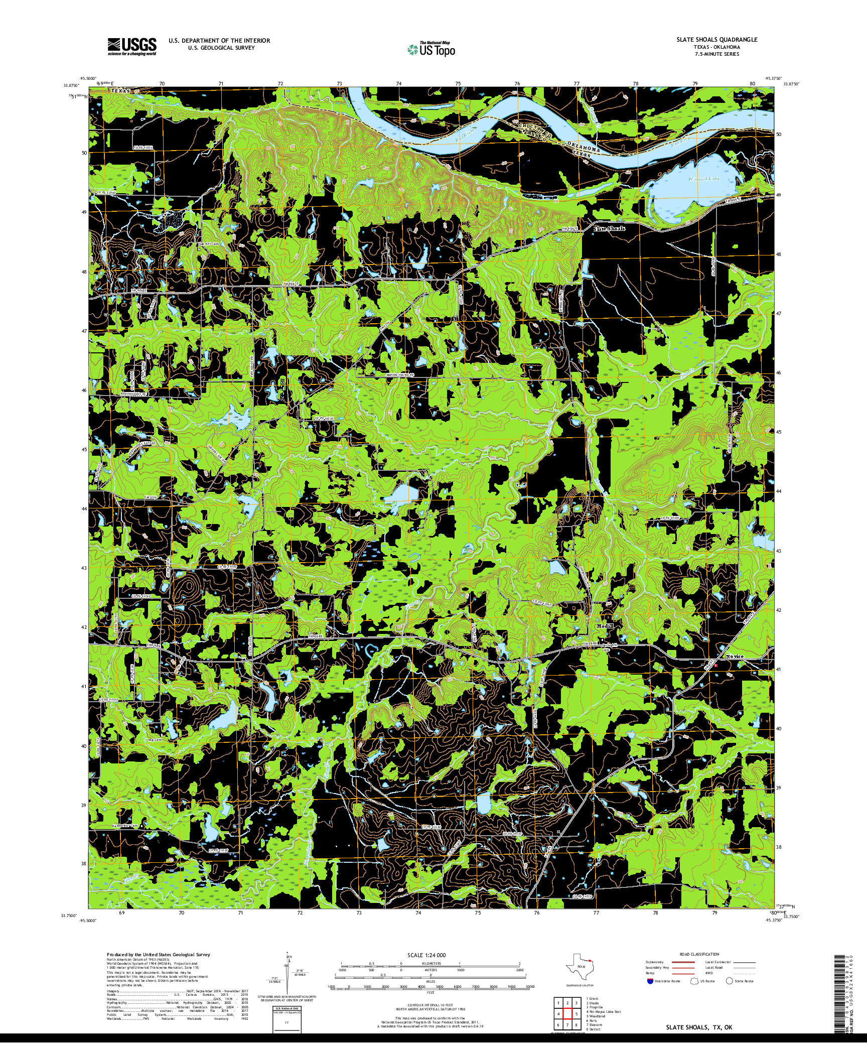 USGS US TOPO 7.5-MINUTE MAP FOR SLATE SHOALS, TX,OK 2019