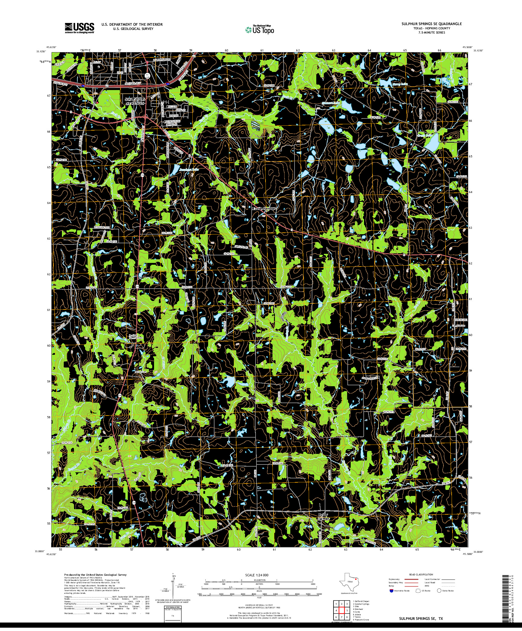 USGS US TOPO 7.5-MINUTE MAP FOR SULPHUR SPRINGS SE, TX 2019