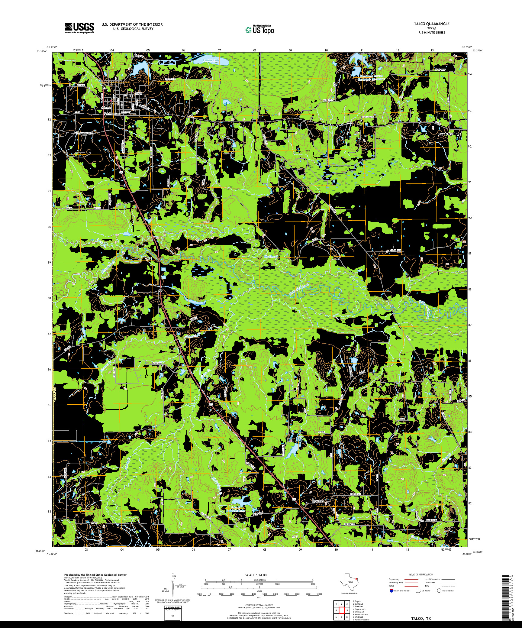 USGS US TOPO 7.5-MINUTE MAP FOR TALCO, TX 2019