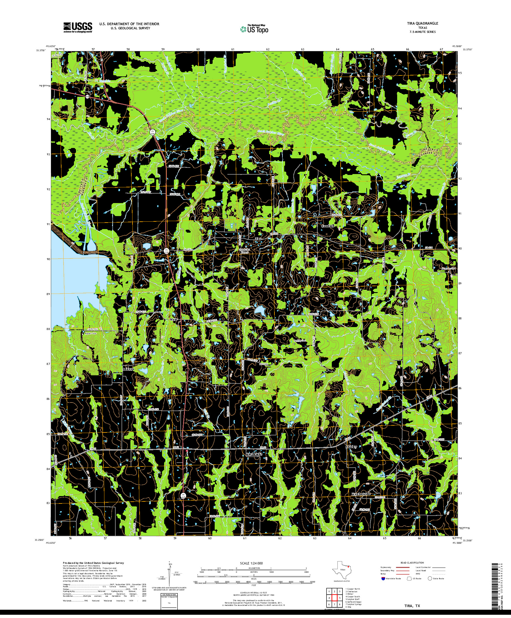 USGS US TOPO 7.5-MINUTE MAP FOR TIRA, TX 2019