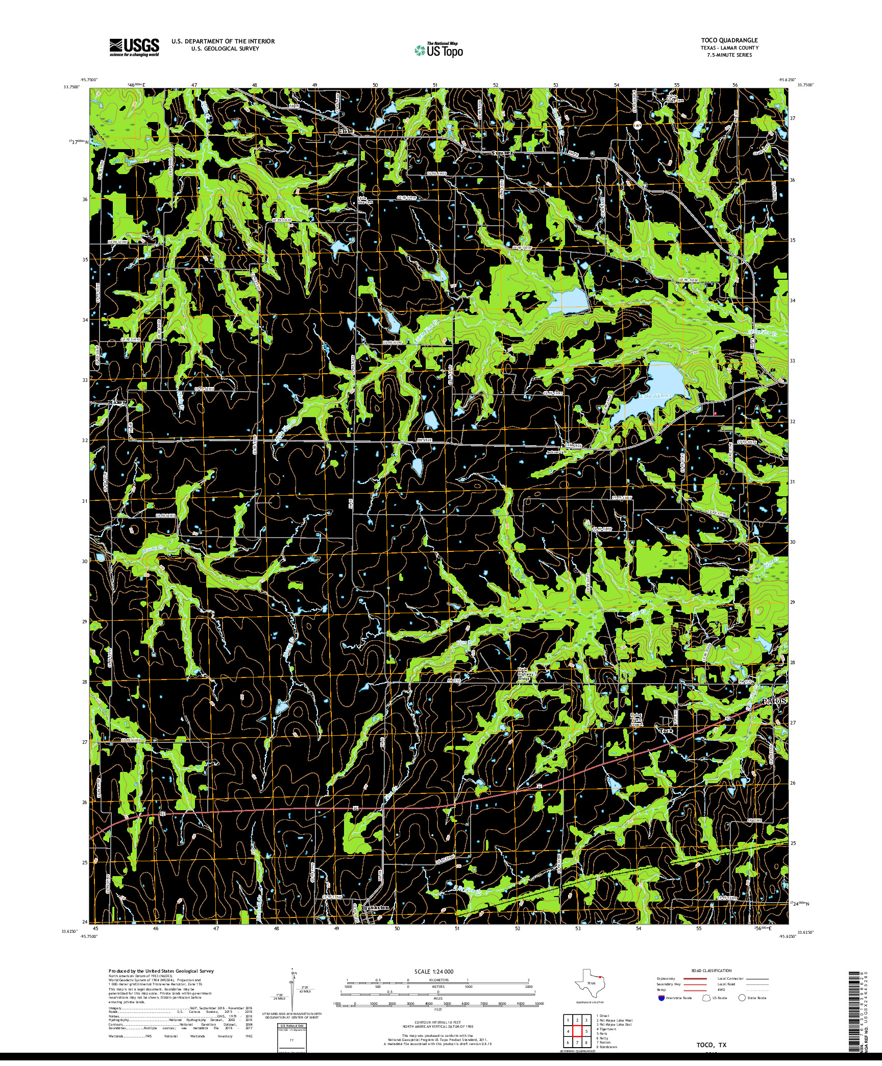 USGS US TOPO 7.5-MINUTE MAP FOR TOCO, TX 2019