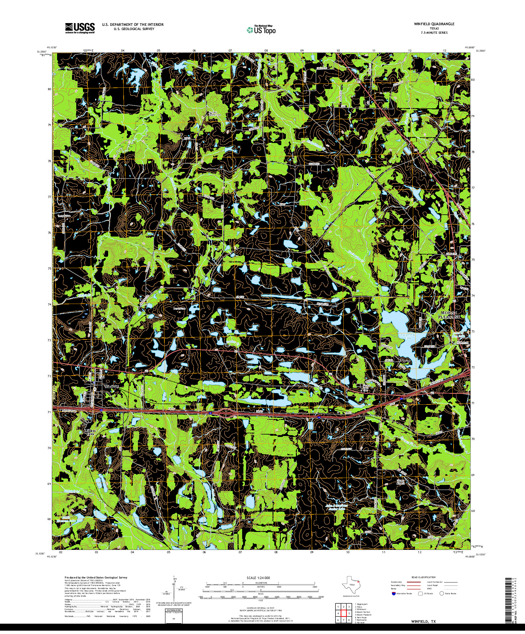 USGS US TOPO 7.5-MINUTE MAP FOR WINFIELD, TX 2019