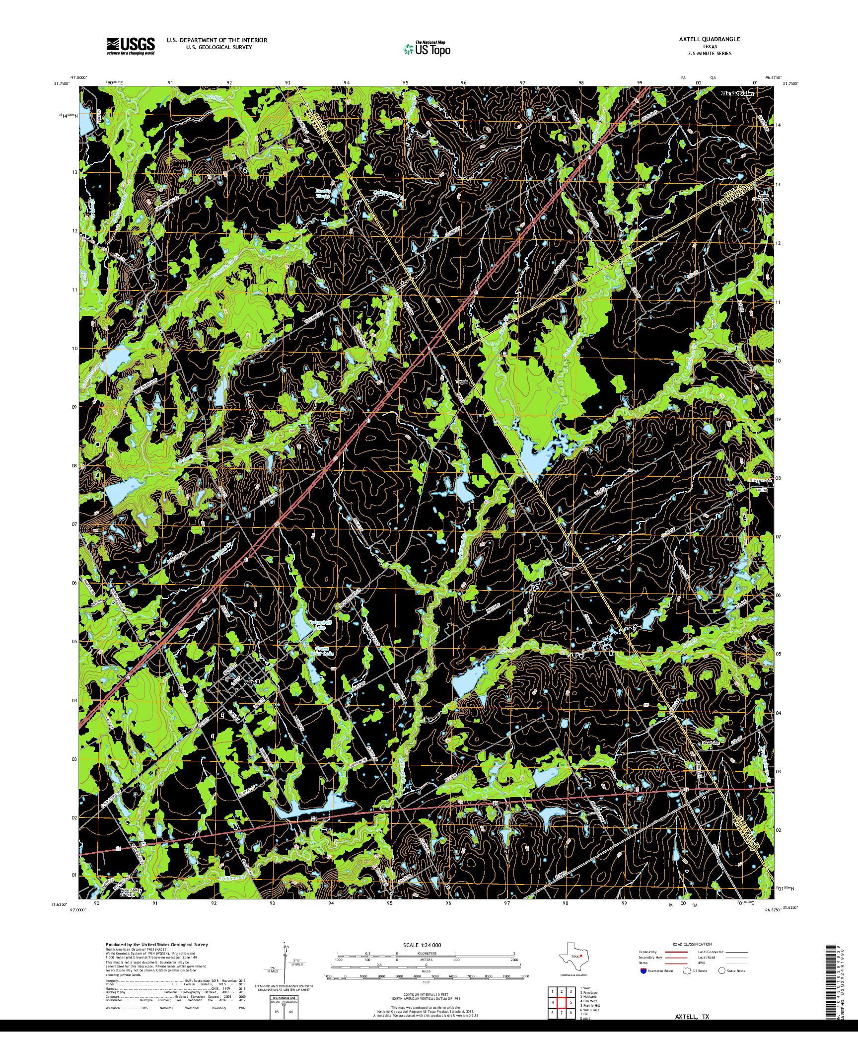 USGS US TOPO 7.5-MINUTE MAP FOR AXTELL, TX 2019