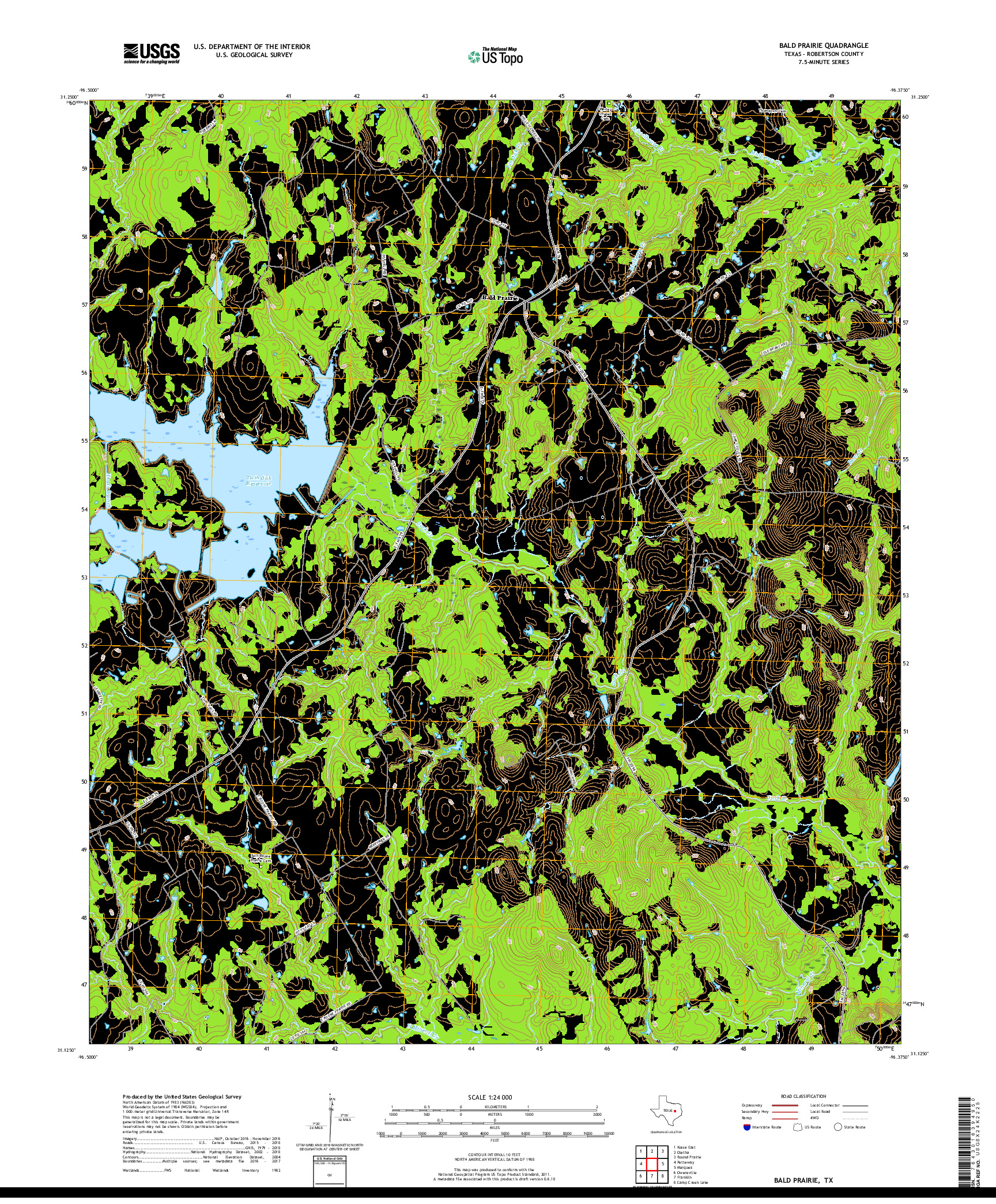 USGS US TOPO 7.5-MINUTE MAP FOR BALD PRAIRIE, TX 2019