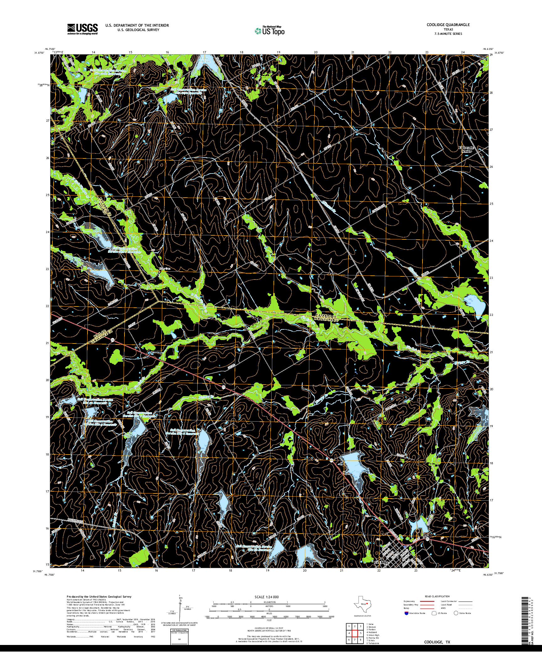 USGS US TOPO 7.5-MINUTE MAP FOR COOLIDGE, TX 2019