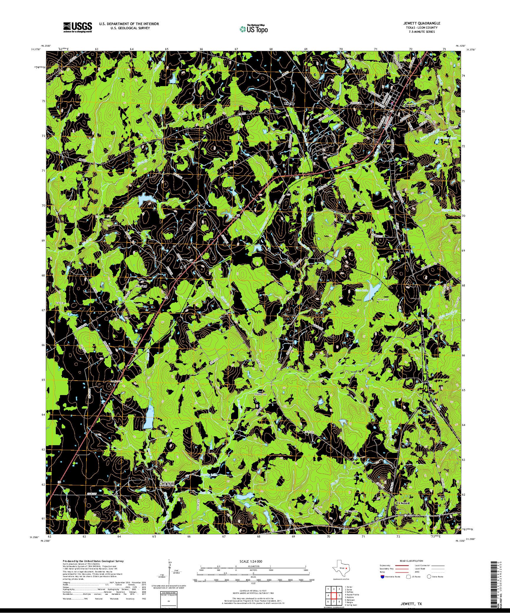 USGS US TOPO 7.5-MINUTE MAP FOR JEWETT, TX 2019