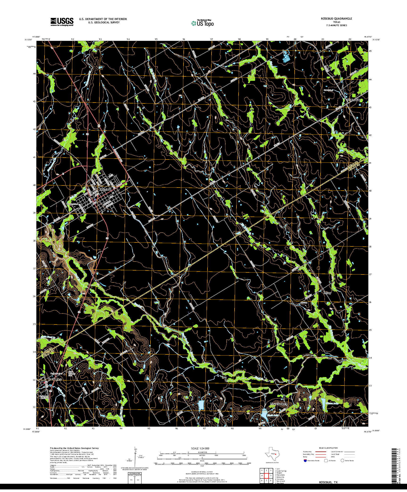 USGS US TOPO 7.5-MINUTE MAP FOR ROSEBUD, TX 2019