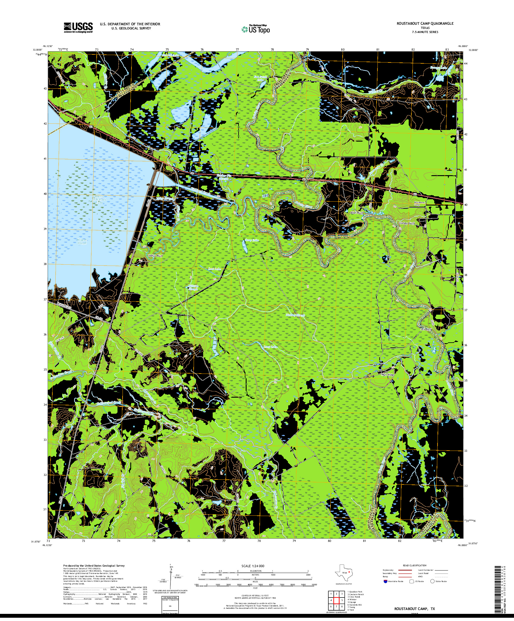 USGS US TOPO 7.5-MINUTE MAP FOR ROUSTABOUT CAMP, TX 2019