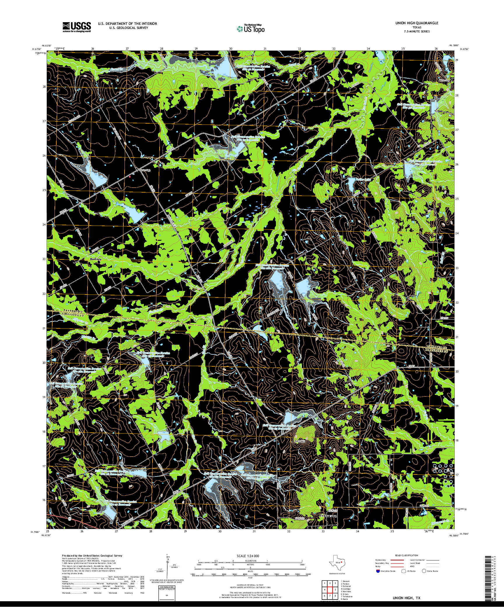 USGS US TOPO 7.5-MINUTE MAP FOR UNION HIGH, TX 2019