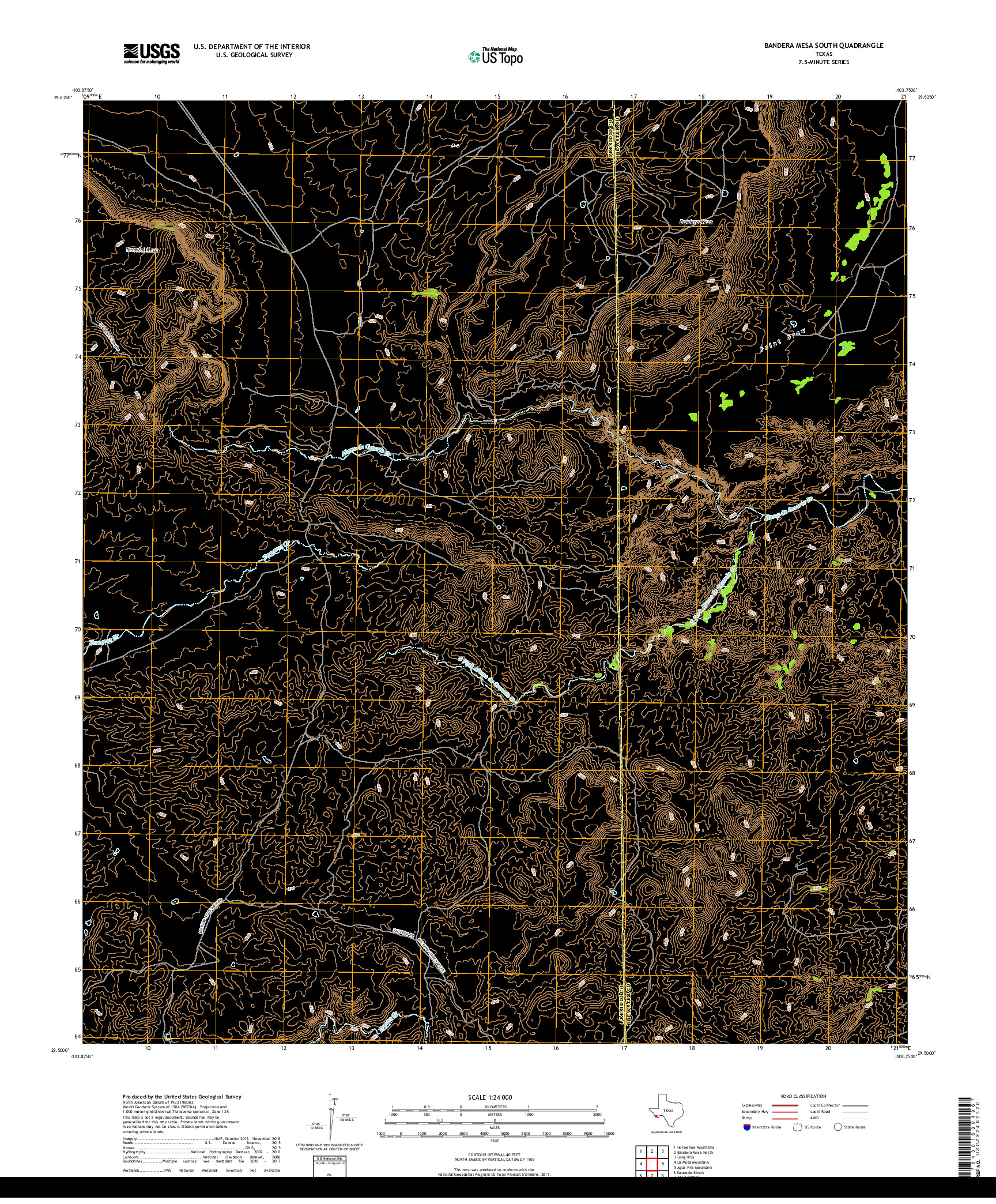 USGS US TOPO 7.5-MINUTE MAP FOR BANDERA MESA SOUTH, TX 2019