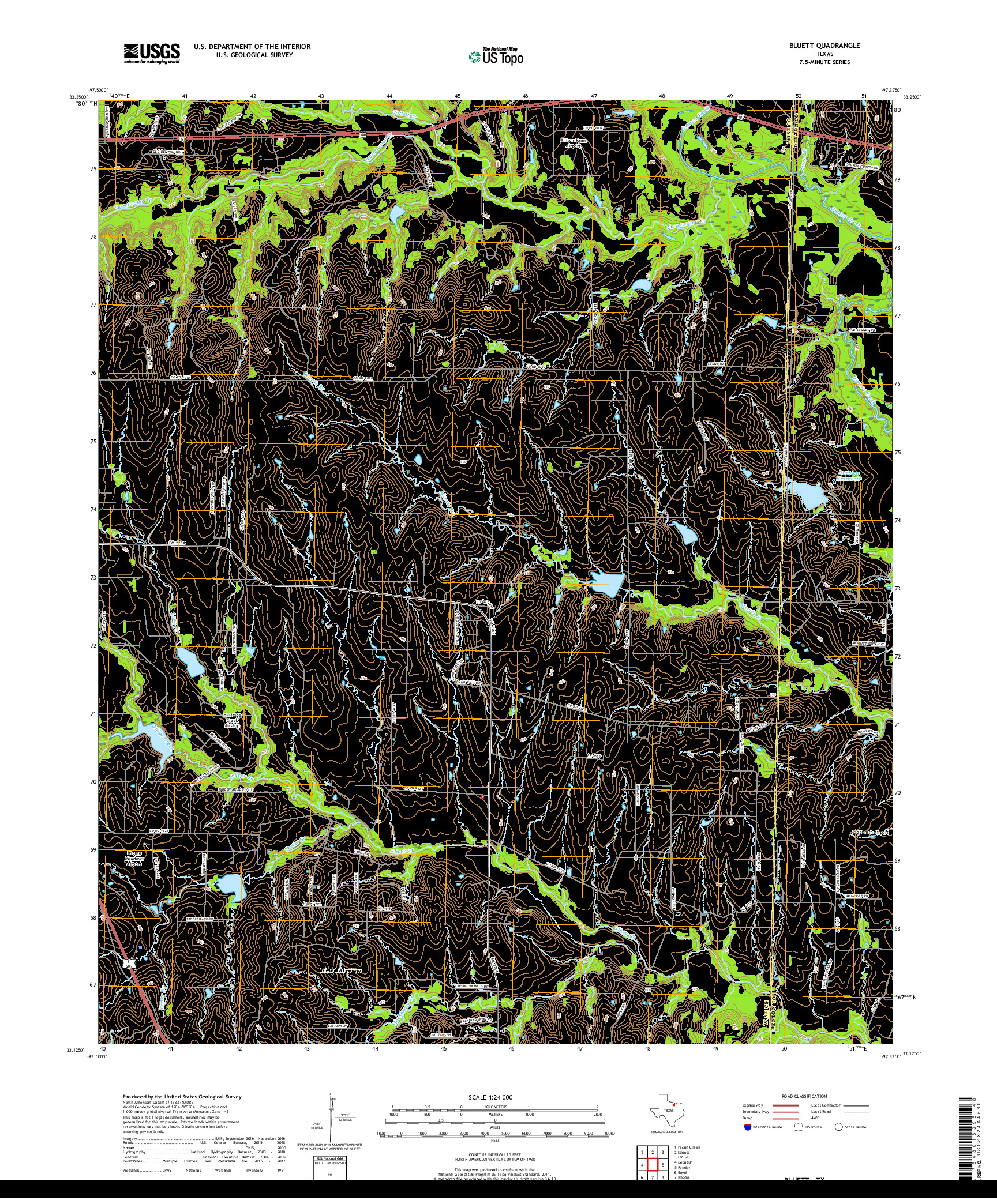 USGS US TOPO 7.5-MINUTE MAP FOR BLUETT, TX 2019