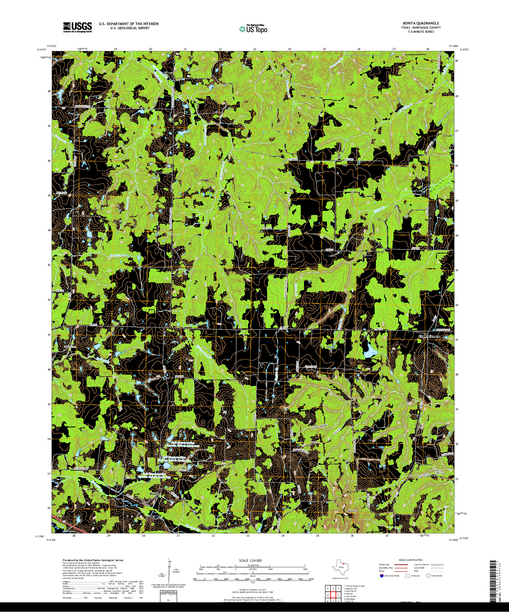 USGS US TOPO 7.5-MINUTE MAP FOR BONITA, TX 2019