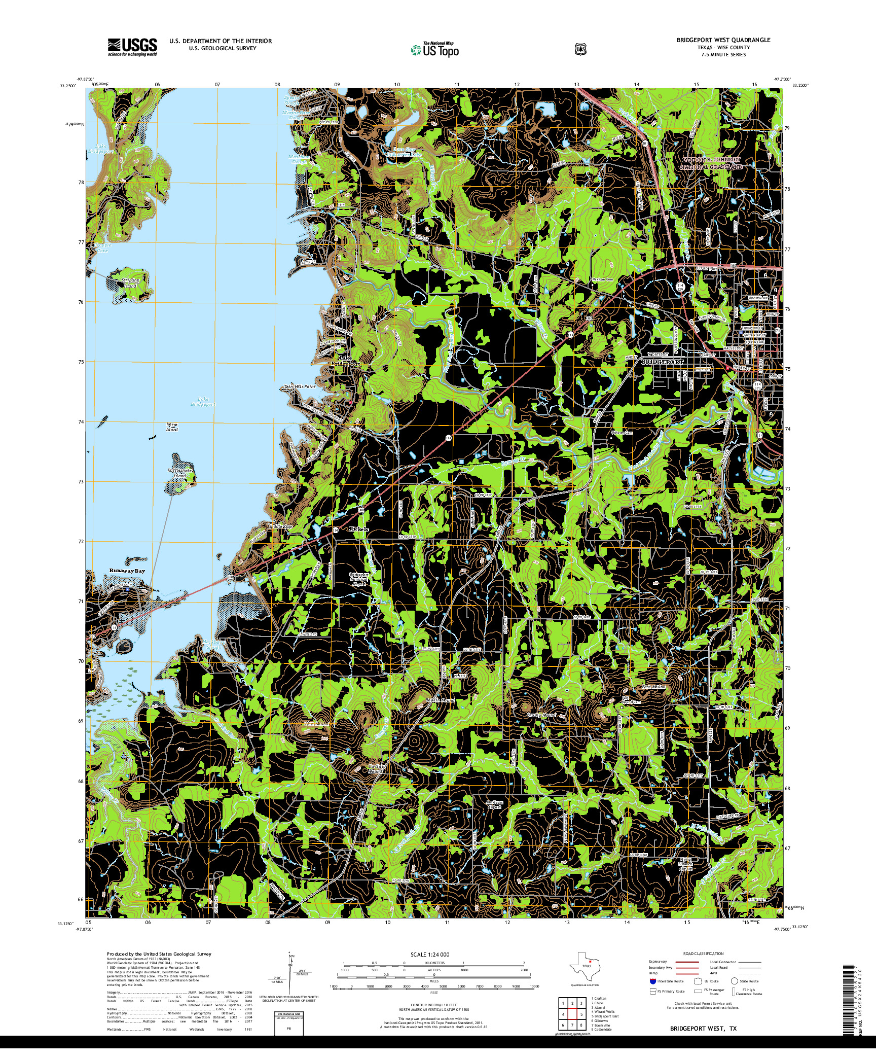 USGS US TOPO 7.5-MINUTE MAP FOR BRIDGEPORT WEST, TX 2019