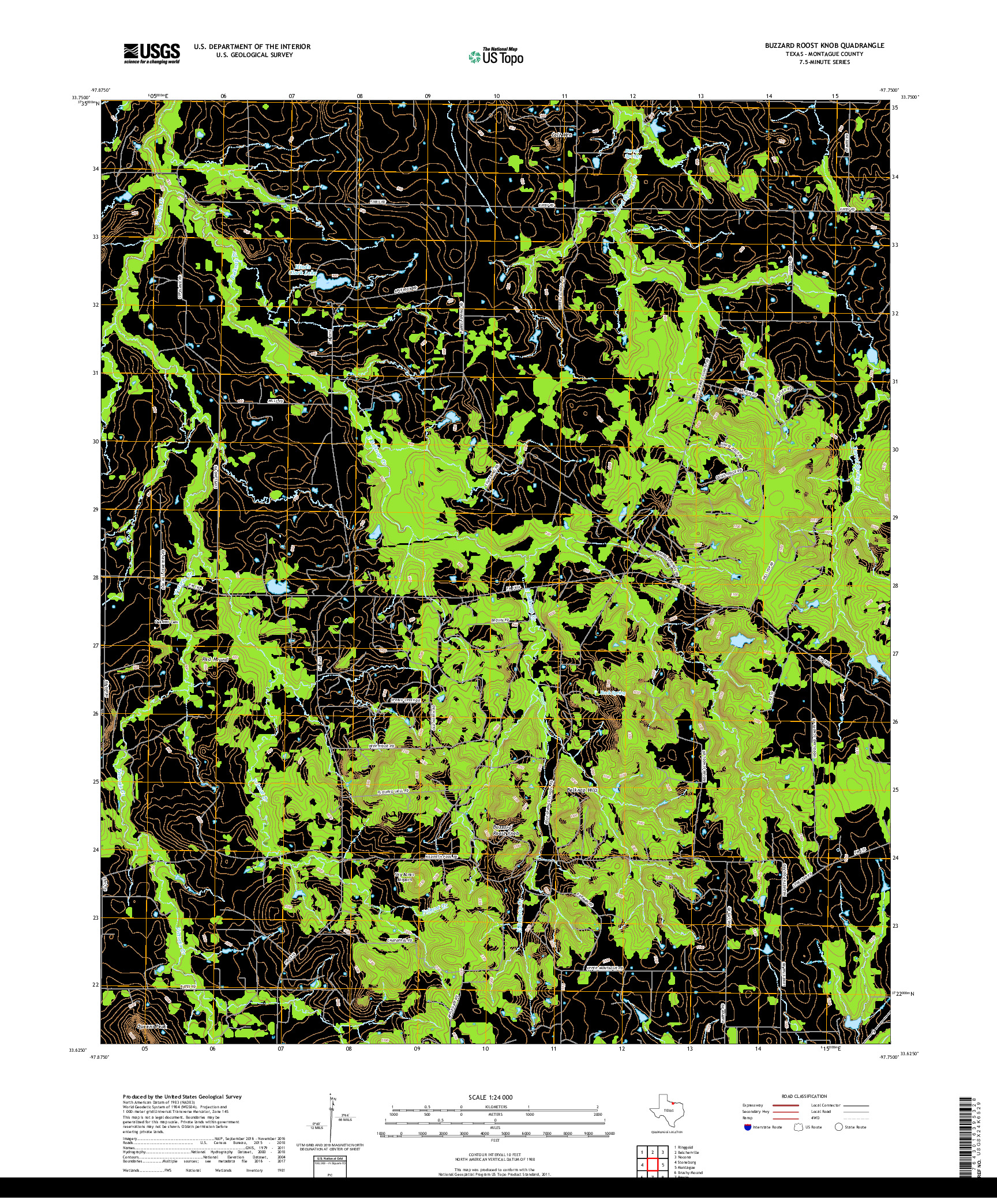 USGS US TOPO 7.5-MINUTE MAP FOR BUZZARD ROOST KNOB, TX 2019