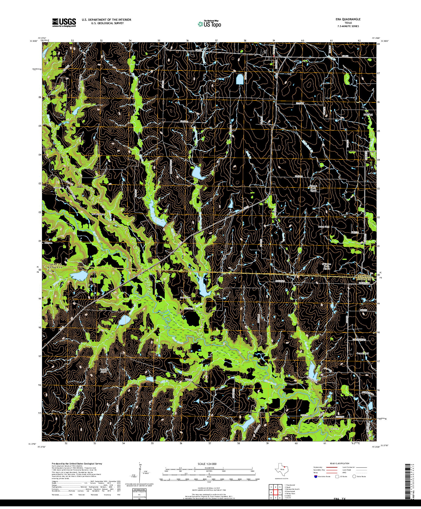 USGS US TOPO 7.5-MINUTE MAP FOR ERA, TX 2019