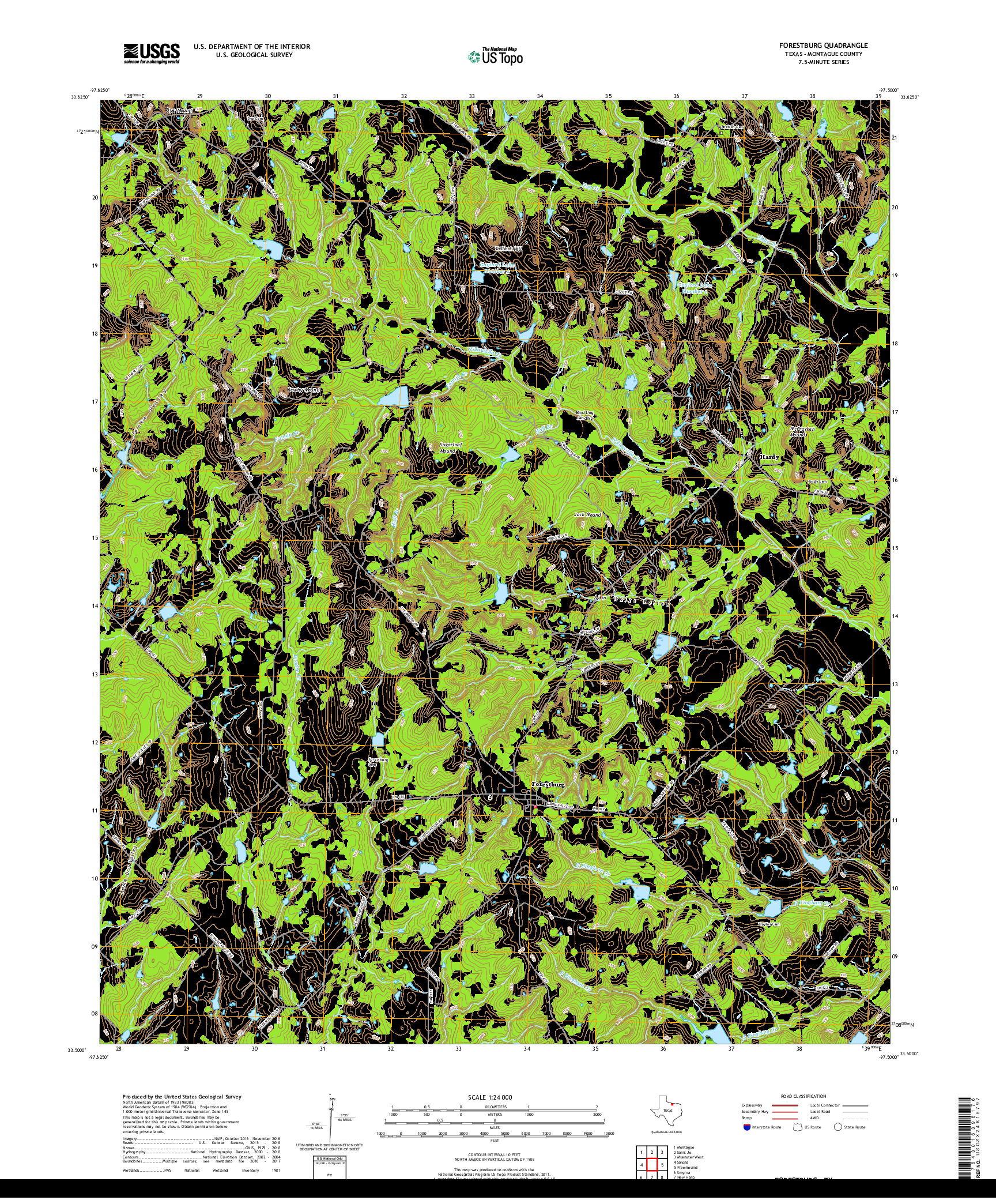 USGS US TOPO 7.5-MINUTE MAP FOR FORESTBURG, TX 2019