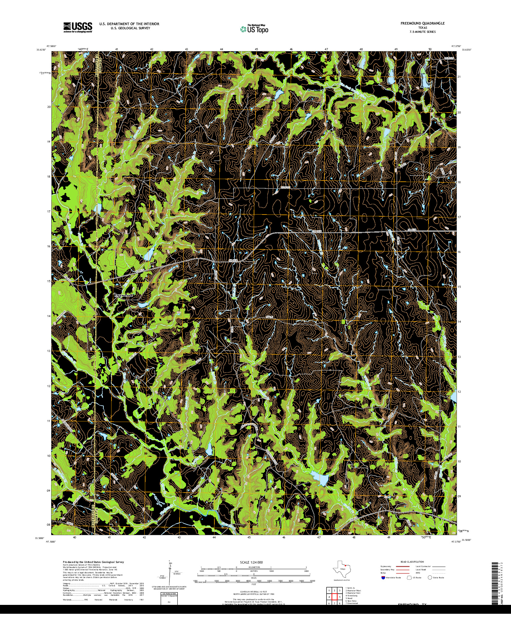 USGS US TOPO 7.5-MINUTE MAP FOR FREEMOUND, TX 2019