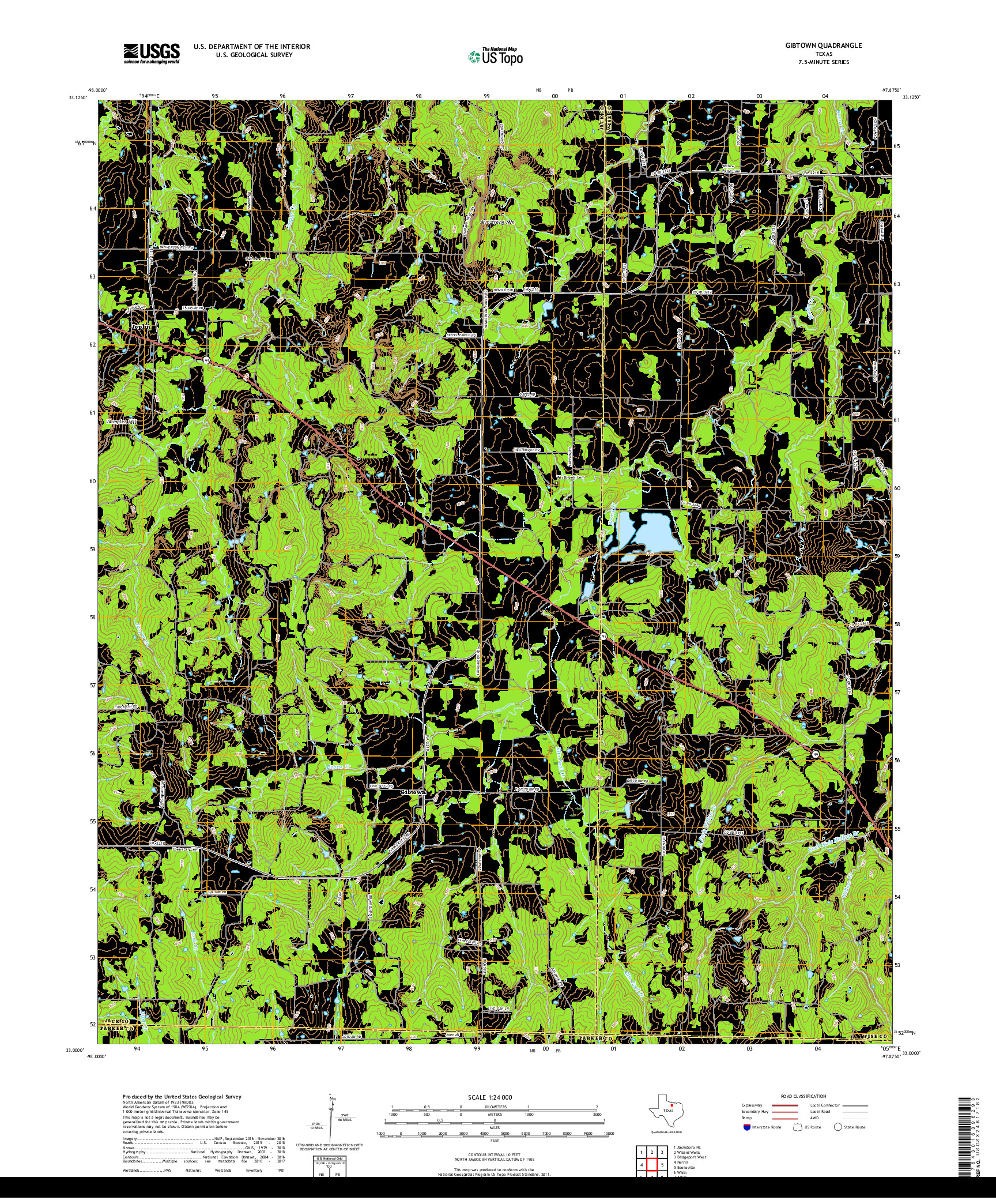 USGS US TOPO 7.5-MINUTE MAP FOR GIBTOWN, TX 2019