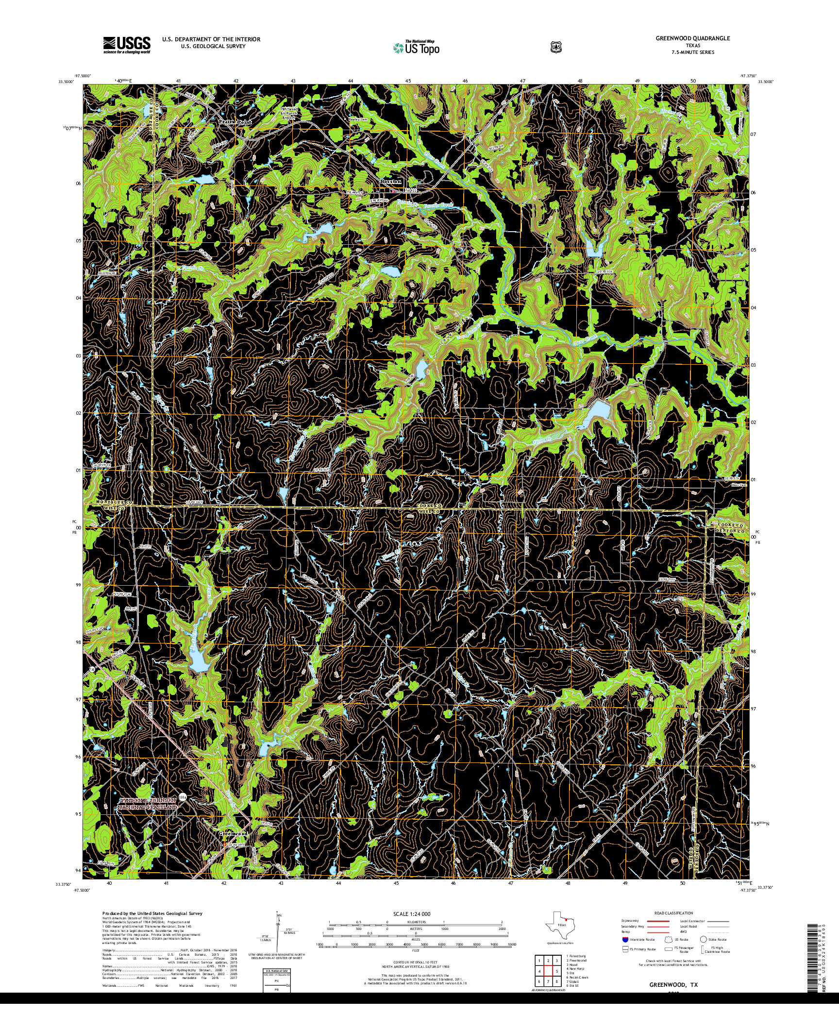 USGS US TOPO 7.5-MINUTE MAP FOR GREENWOOD, TX 2019