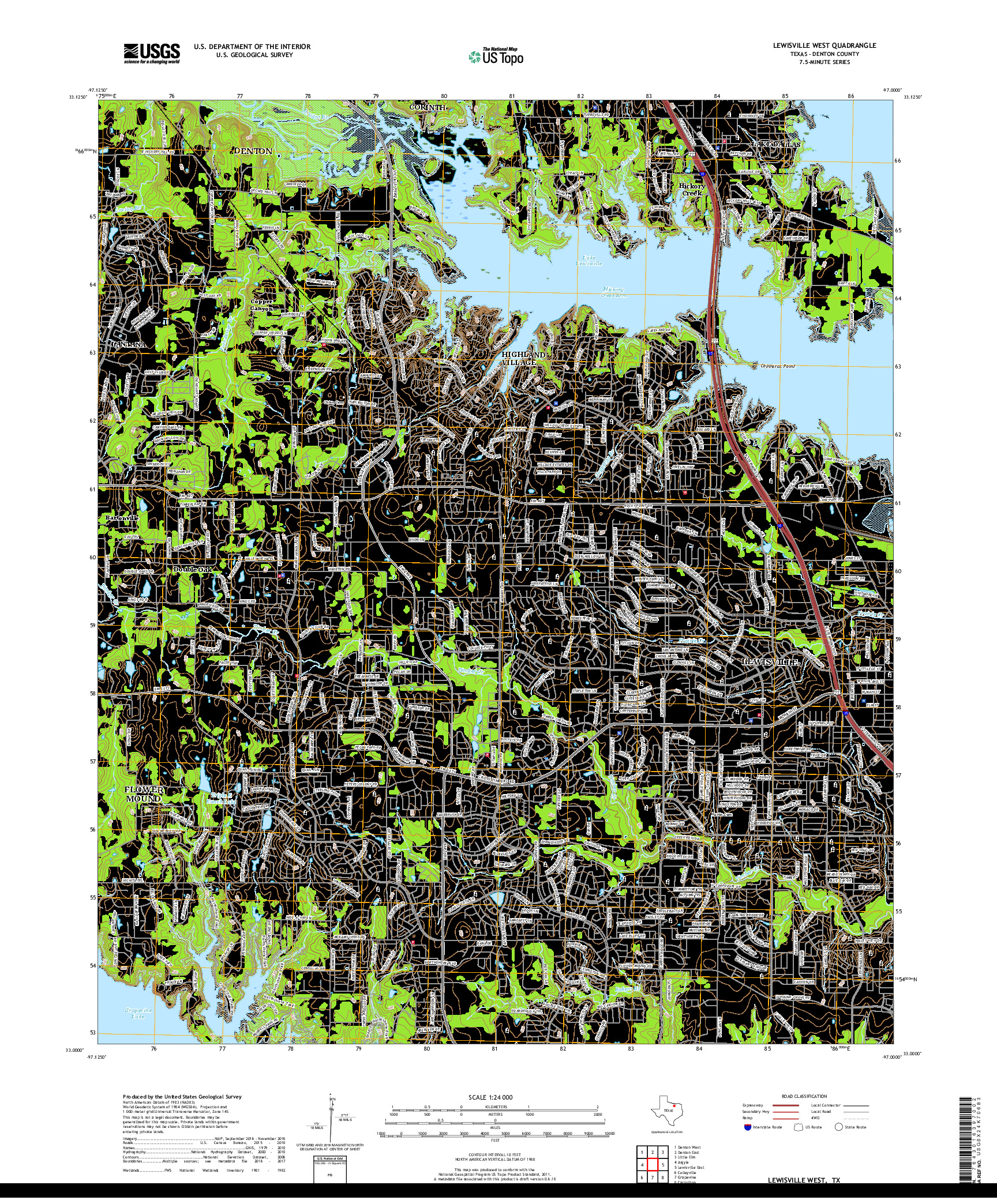 USGS US TOPO 7.5-MINUTE MAP FOR LEWISVILLE WEST, TX 2019